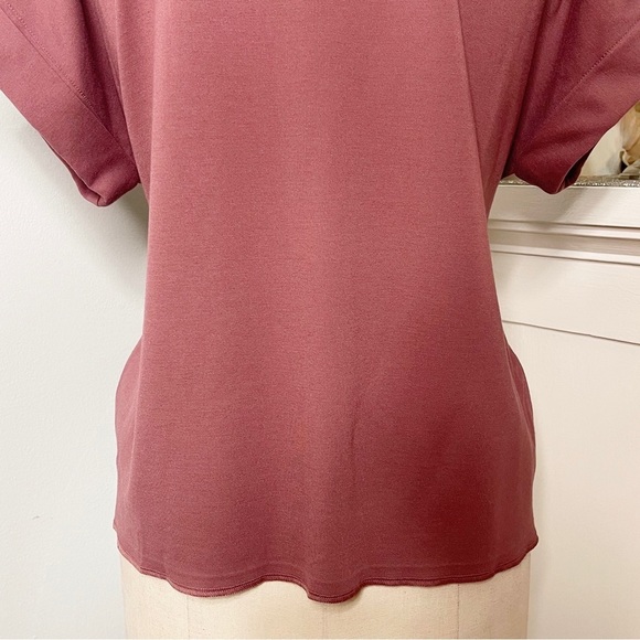 Express Tie Waist Roll Sleeve Short Sleeve Shirt Pink Small - Picture 6 of 9